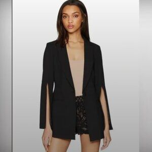 BCBGMaxAzria Black Open-Sleeve Cape Blazer - XXS